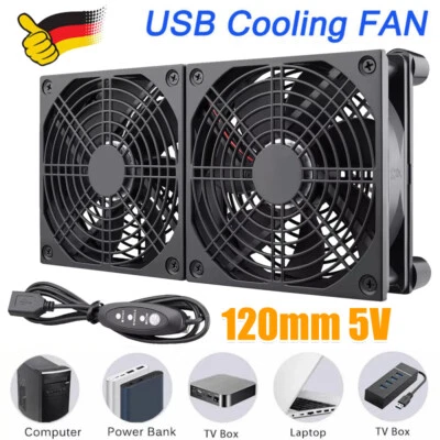 Doppel Lüfter PC Ventilator lüfter 120 mm Leise PC Gehäuselüfter Fan USB 5V 3.5W - Bild 1 von 4