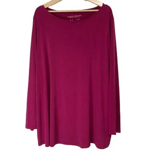 A547189 SUSAN GRAVER Modern Essentials Liquid Knit Set Tunics Black/Berry 2X - Picture 1 of 5