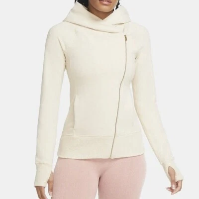 Sudadera con capucha Nike Yoga cremallera completa para mujer pequeña beige asimétrica CU5321 140 Foto 1 de 4
