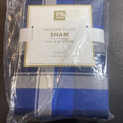 Almohada estándar acolchada a cuadros azul PB Teen Paxton estándar de algodón/poliéster falso Foto 1 de 4