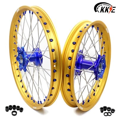 KKE 21" 19" Cast MX Wheels Rim Fit Yamaha YZ125/250 YZ250F YZ450F 2003-2025 Gold - Image 1 of 4