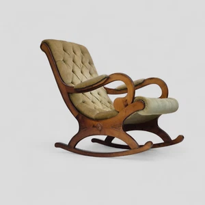1950s, Scandinavian rocking chair, vintage green furniture velour. - Picture 1 of 20
