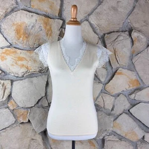 Maglia Ralph Lauren Black Label in seta di cashmere con cappuccio in pizzo maniche panna | L - Foto 1 di 7