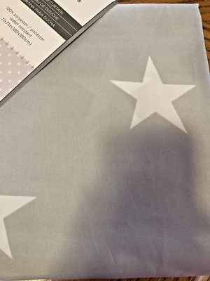 Fabric shower curtain gray with white stars  NEW - Image 1 of 2