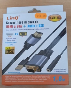 convertitore di cavo hdmi a vga con audio e usb LINQ - Foto 1 di 14