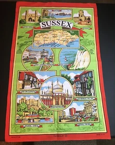 VINTAGE TEETUCH - SUSSEX ENGLAND - 18 x 30 - LEBENDIGE FARBEN SEHR SCHÖN!! - Bild 1 von 6