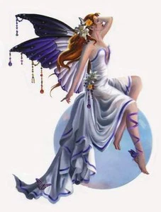 LILY ANGEL FAIRY PURPLE BUBBLE BUTTERFLY FLOWER FAERIE VINYL STICKER/Boat DECAL - Picture 1 of 1