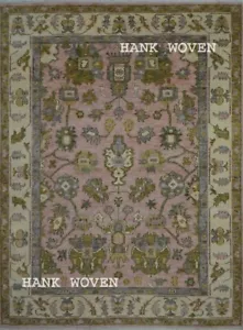 Handmade 9x12ft Pink/Off-White Transitional Oushak Living Room Rug| Customizable - Picture 1 of 8