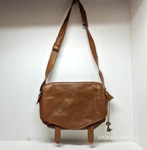 VTG 1988 DKNY Donna Karan Brown Genuine Leather Messenger /Crossbody Shoulderbag - Picture 1 of 17