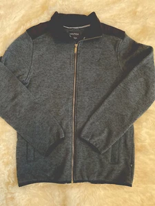 Nautica Boys Jacket XL 18/20 Zip Up Side Pockets Blue Black Sweater /Coat - Picture 1 of 5