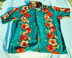 Camisa Hilo Hatties Hawaiana Original Vintage Adulto XL Aloha Rojo Teal Hibisco - Imagen 1 de 10