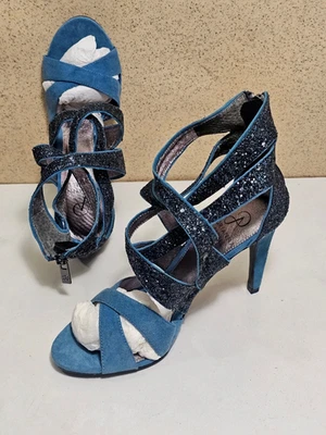 Nuevo Para Mujer PAPELL Talla 5.5, 6 Verde Azulado Negro Cuero Sandalia al Tobillo Zapatos de Tacón Foto 1 de 4