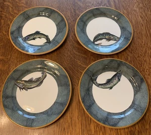 Juego De Colección De 4 Platos De Pescado Williams Sonoma “English Angler” 9” Hecho En Inglaterra - Imagen 1 de 10