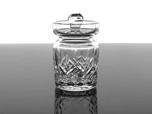 WATERFORD LISMORE CRYSTAL HONEY POT COVERED JAM JELLY MUSTARD CONDIMENT JAR - Picture 1 of 3