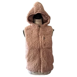 Wetterfeste Vintage rosa Sherpa Weste mit Kapuze Größe X-Small - Bild 1 von 6