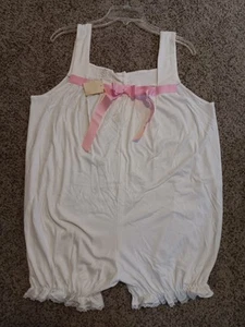 De Colección Nuevo Con Etiquetas Mameluco Pijama Damas 14 Se Ajusta L Blanco Rosa Lazo Retro Años 90 EE. UU. - Imagen 1 de 9