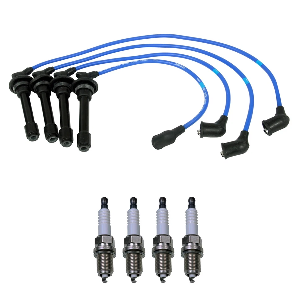 Juego de cables NGK de 7 mm y kit de 4 bujías Denso Platinum para Infiniti G20 L4 tracción delantera sedán Foto 1 de 1