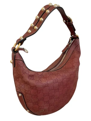Rose mauve Gucci mini hobo shoulder bag studded monogram brown western cowboy - Image 1 of 4