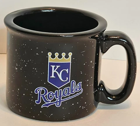 Kansas City Royals Campfire Mug    Black with Blue & Gold Logo  Sturdy Made Well Cover