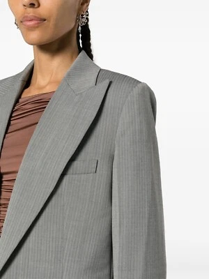 HELMUT LANG Size 2 Peak Lapel Blazer Womens Jacket Grey Wool Herringbone $575 - Image 1 of 4