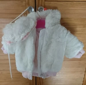 NICE AUTUMN WINTER BABY GIRL FAUX FUR FLUFFY JACKET COAT HAT SET 0-3 MTHS - Picture 1 of 6