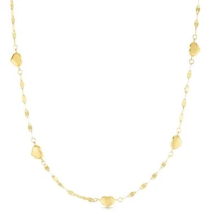 14K Yellow Gold Station Heart Necklace 18" 1.86grams - Picture 1 of 2