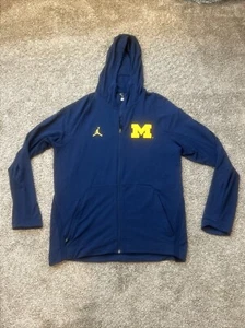 Nike Air Jordan Hoodie Mens L Blue Michigan Wolverines University Full Zip Tech - Picture 1 of 18