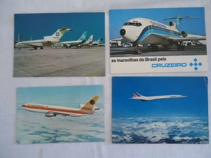 RARE LOT OF 4 COMMERCIAL AIRPLANES POSTCARDS FROM 70s CONCORDE DC-10 CONTINENTAL - Picture 1 of 6