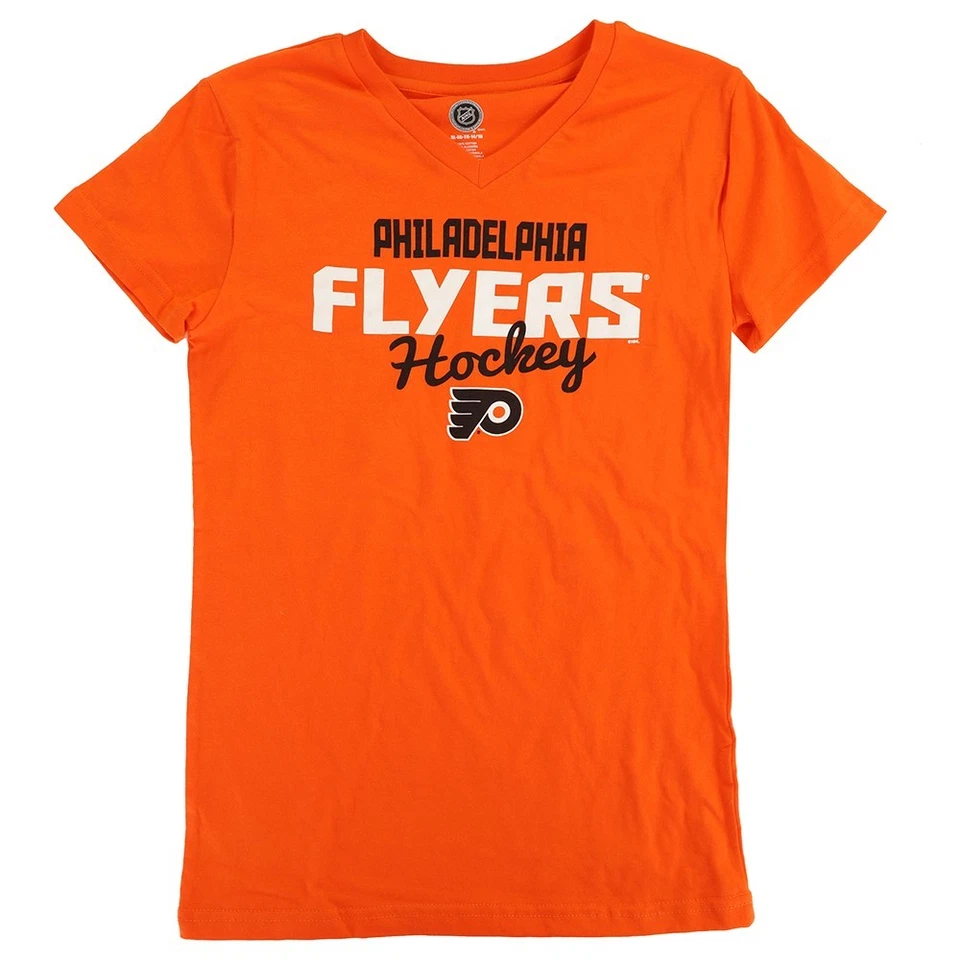 Philadelphia Flyers Outerstuff NHL Girls Orange V-Neck Short Sleeve T-Shirt - Image 1 of 1