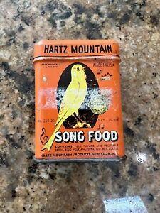 Vintage Hartz Mountain Song Food Bird Tin Container Canary Empty