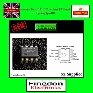 5x Genuine Texas TL071CP TL071 Low-Noise JFET Input OP-AMP IC 8pin DIP - Picture 1 of 2