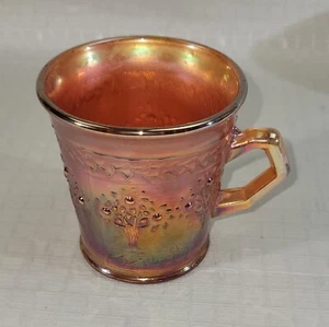 Antikes Fenton Kunstglas "Orangenbaum" Muster Ringelblume Karneval Glas Becher - Bild 1 von 13