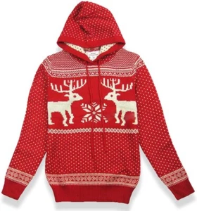 Womens Sweater hoodie winter Christmas Reindeer SOFT -Red/white size XXL - Picture 1 of 6