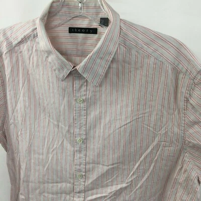 Camisa de Vestir Informal THEORY Hombre L Rojo Gris Rayas Ligera Elástica Algodón Foto 1 de 4
