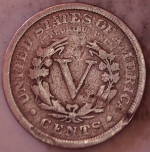 1912-P Liberty V Nickel Error - Strike Through Error Reverse - Picture 1 of 3