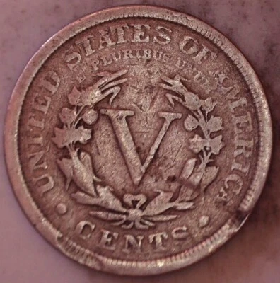 1912-P Liberty V Nickel Error - Strike Through Error Reverse - Image 1 of 3