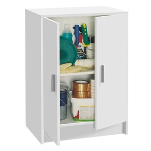 Mueble armario multiusos 2 puertas, armario auxiliar bajo, color Blanco - Imagen 1 de 8