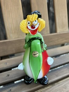 Vintage Murano Clown Yellow Hair Green & Red with Multi-colored hand-blown glass - Picture 1 of 8