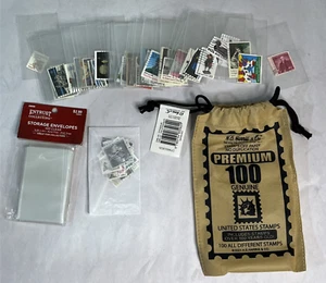 Lote de 74 estampillas usadas de Estados Unidos en bolsa S.E. Harris Vintage & Modern Genuino - Imagen 1 de 6