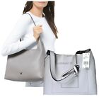 Michael Kors Junie Md Hobo Leather In Pearl Grey Women's Nwt $248