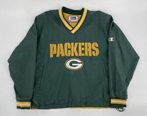 Green Bay Packers NFL Windbreaker Pro Line By Champion Vtg Pull Over Jacket 2XL