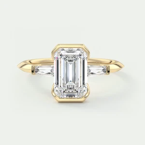 14k Gold Diamond Ring Lab Grown Emerald 2.2 Carat IGI Certified Yellow  E F  VS - Picture 1 of 13