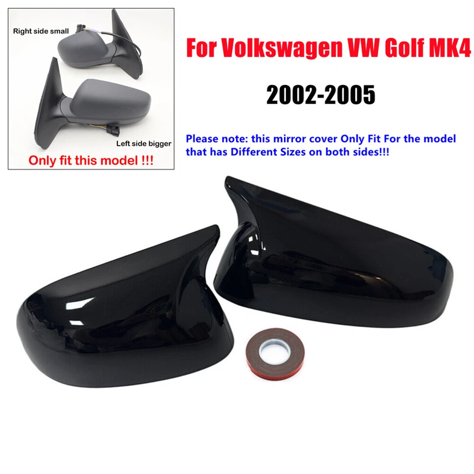 Tapa de cubierta de espejo retrovisor lateral negro brillante para Volkswagen VW Golf MK4 2002-2005 Foto 1 de 4