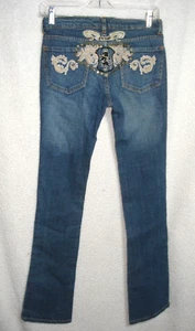 VTG NWTs Bebe Jeans SHIELD JEAN Rhinestone Straight SIZE 25 - Picture 1 of 4