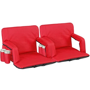 2PCS Foldable Stadium Seat for Bleacher w/6 Reclining Positions and Backrest Red - Picture 1 of 22