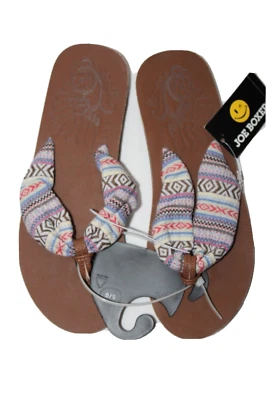 Joe Boxer Women's Abra Brown Fair Isle Flip-Flops Thong Sandal Slippers - Image 1 of 4