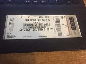 2016 WASHINGTON NATIONALS VS SF GIANTS TICKET STUB 8/6 BRIAN GOODWIN DEBUT - Picture 1 of 1