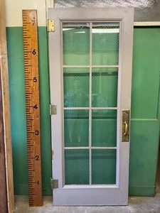 HEAVY Steel Door w/ 8 Lites Chicken Wire Glass 36” X 90” Industrial PUSH PULL - Picture 1 of 10
