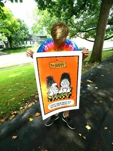 Vintage Hippy Poster 1970's "Be Happy" original NOS - Picture 1 of 2