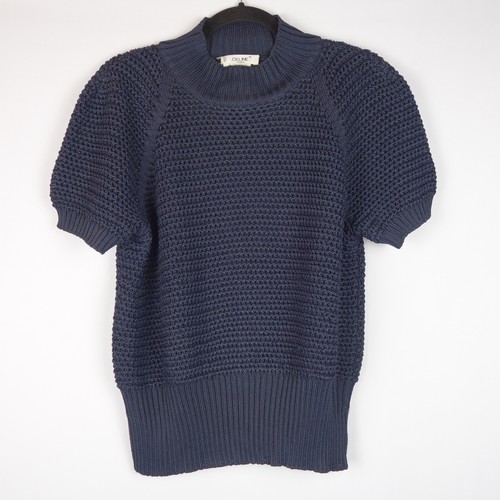 Maglione girocollo vintage Celine Paris blu navy maglia rayon made in Italy taglia 44